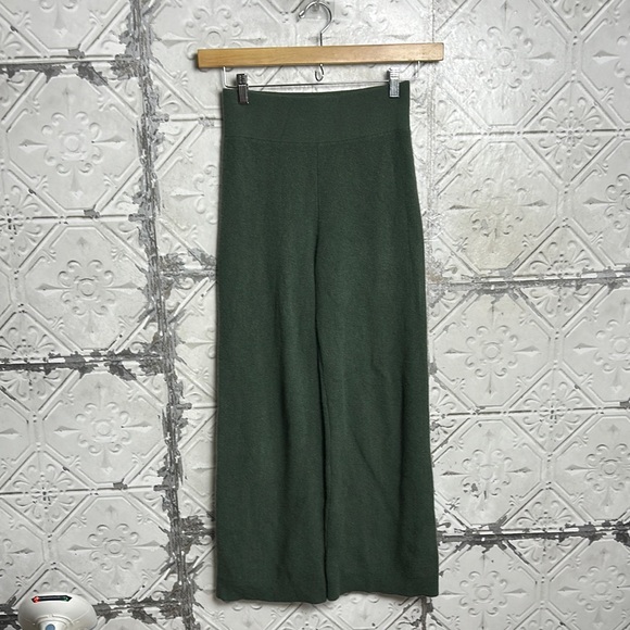 Wesley 100 percent cashmere Dark Green wide leg lounge pants - Picture 1 of 6